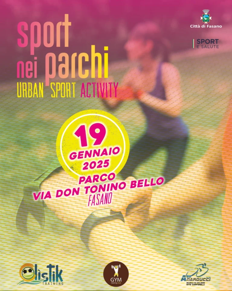 Sport nei Parchi: domenica 19 gennaio l’evento conclusivo nel parco Don Tonino Bello Sport nei Parchi: domenica 19 gennaio l’evento conclusivo nel parco Don Tonino Bello - Osservatorio Fasano