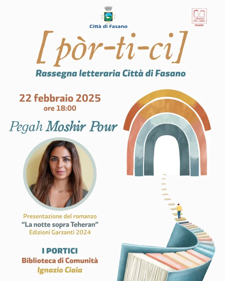 Pegah Moshir Pour presenta il suo romanzo “La notte sopra Teheran” Pegah Moshir Pour presenta il suo romanzo "La notte sopra Teheran" - Osservatorio Fasano