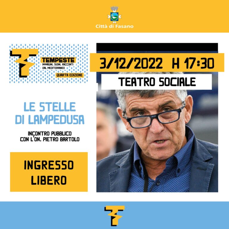 Festival Tempeste – Immagini, suoni e racconti dal Mediterraneo: doppio appuntamento al Teatro Sociale Festival Tempeste - Immagini, suoni e racconti dal Mediterraneo: doppio appuntamento al Teatro Sociale - Osservatorio Fasano