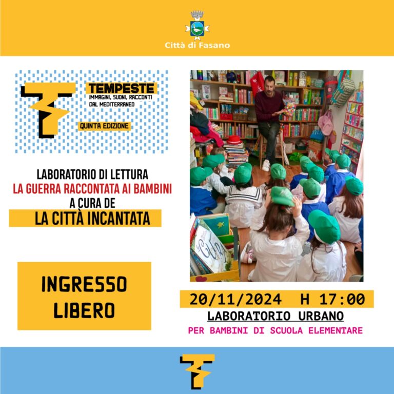 Festival Tempeste, laboratorio di lettura “La guerra raccontata ai bambini” Festival Tempeste, laboratorio di lettura “La guerra raccontata ai bambini” - Osservatorio Fasano