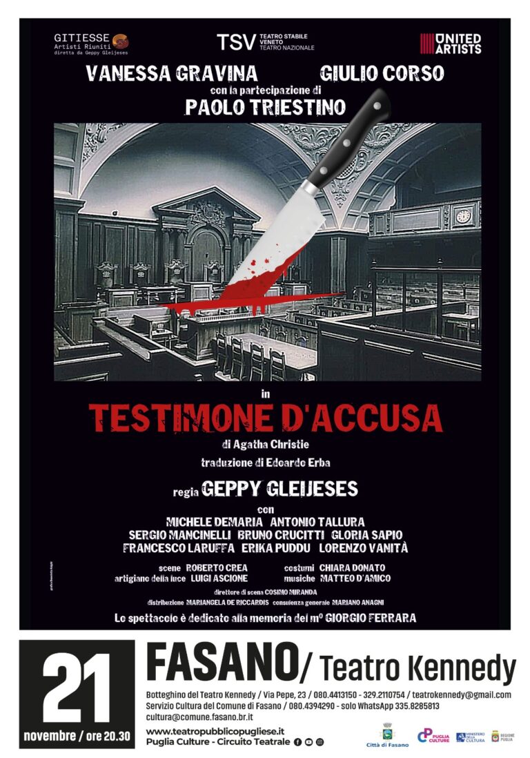 Al Kennedy “Testimone d’Accusa” di Agatha Christie regia di Geppy Gleijeses Al Kennedy “Testimone d’Accusa” di Agatha Christie regia di Geppy Gleijeses - Osservatorio Fasano