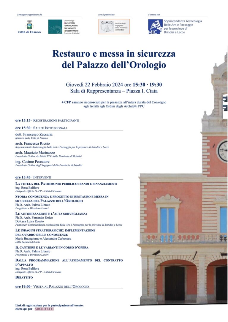 Palazzo dell'orologio, il restyling tema di un seminario - Osservatorio Fasano