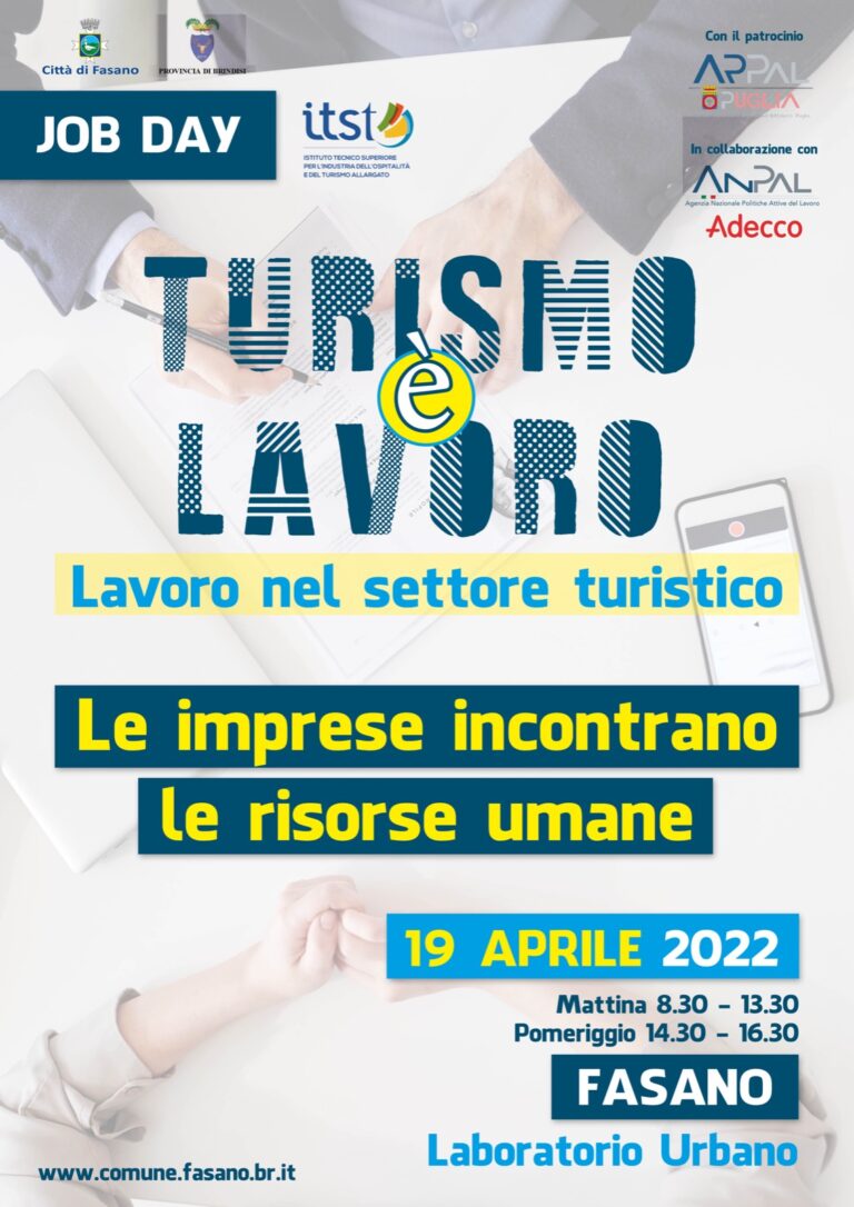 «Turismo è lavoro», 24 aziende al Job day del 19 aprile «Turismo è lavoro», 24 aziende al Job day del 19 aprile - Osservatorio Fasano