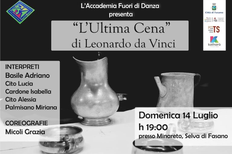Rassegna estiva Katharà, al Minareto si danza al tramonto con “L’ultima cena” - Osservatorio Fasano