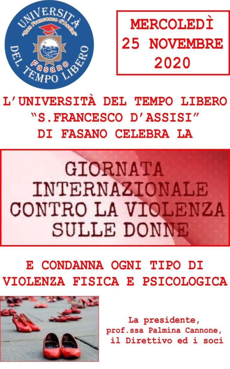 L'UTL celebra online la Giornata Internazionale contro la violenza sulle donne - Osservatorio Fasano