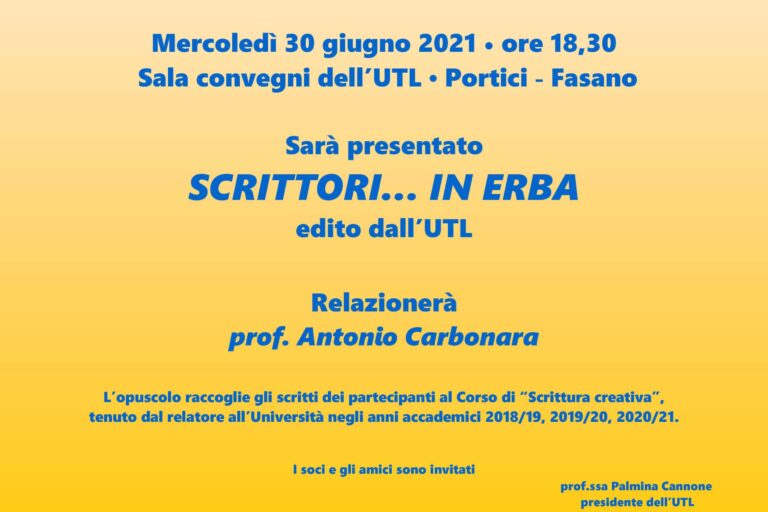 L’UTL presenta ‘Scrittori in erba’ L'UTL presenta 'Scrittori in erba' - Osservatorio Fasano