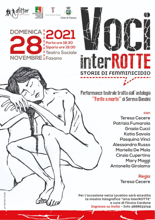 ‘Voci interrROTTE – storie di femminicidio’ in scena al Sociale 'Voci interrROTTE - storie di femminicidio' in scena al Sociale - Osservatorio Fasano