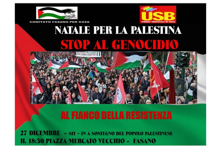 Sit-in del Comitato Fasano per Gaza Sit-in del Comitato Fasano per Gaza - Osservatorio Fasano