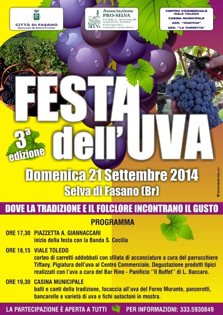 Tutto pronto per la Festa dell’uva a Selva di Fasano Tutto pronto per la Festa dell'uva a Selva di Fasano - Osservatorio Fasano