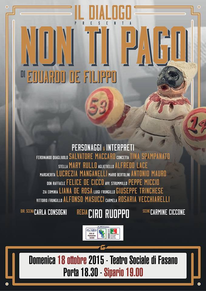 ‘Di scena a Fasano’: tocca alla commedia di Eduardo De Filippo 'Di scena a Fasano': tocca alla commedia di Eduardo De Filippo - Osservatorio Fasano