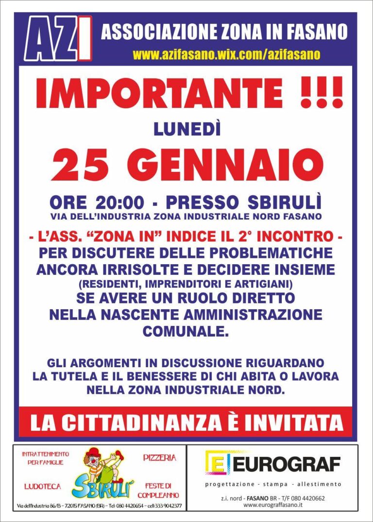 L’Associazione ‘Zona In’ di Fasano decide il suo futuro L'Associazione 'Zona In' di Fasano decide il suo futuro - Osservatorio Fasano
