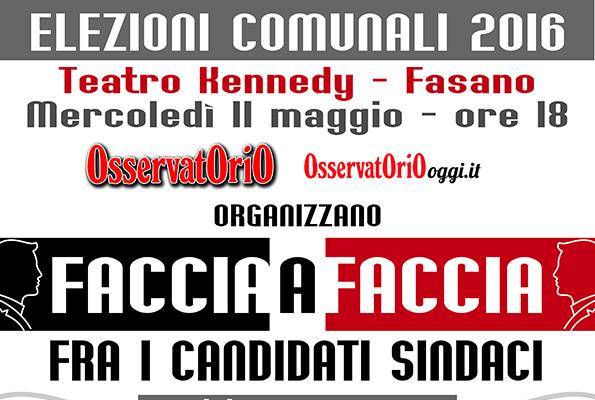Osservatorio e Osservatoriooggi mettono a confronto i candidati sindaco di Fasano Osservatorio e Osservatoriooggi mettono a confronto i candidati sindaco di Fasano - Osservatorio Fasano