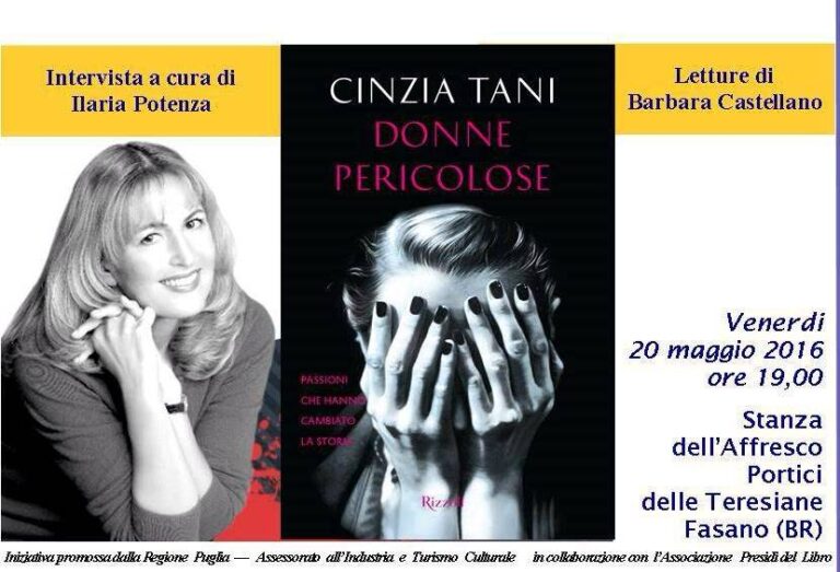 Cinzia Tani presenta 'Donne pericolose' ai Portici delle Teresiane a Fasano - Osservatorio Fasano