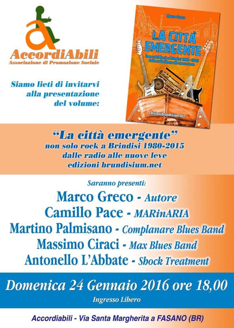 L’associazione Accordiabili presenta ‘La città emergente’ L'associazione Accordiabili presenta 'La città emergente' - Osservatorio Fasano