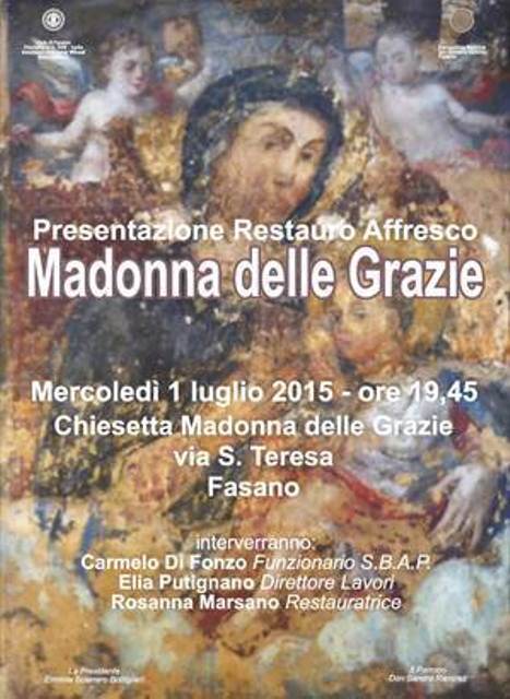 Si presenta alla città il restauro della Madonna delle Grazie Si presenta alla città il restauro della Madonna delle Grazie - Osservatorio Fasano