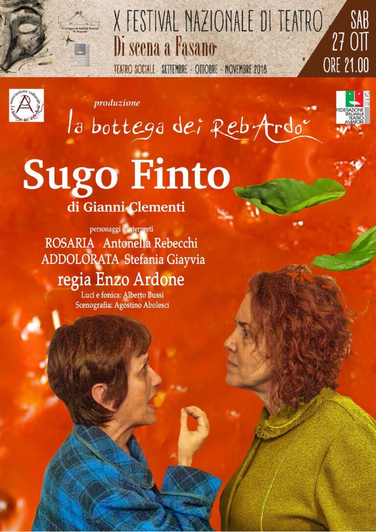 'Sugo finto' il quarto appuntamento di 'Di scena a Fasano' - Osservatorio Fasano