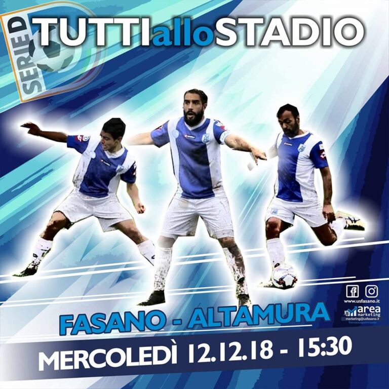 Us Città di Fasano, Team Altamura ospite nel turno infrasettimanale Us Città di Fasano, Team Altamura ospite nel turno infrasettimanale - Osservatorio Fasano
