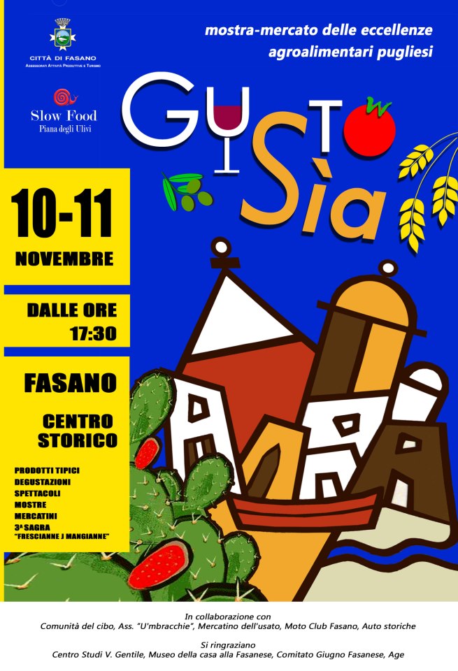 GustoSìa: sabato 10 novembre convegno sui prodotti di qualità fasanesi GustoSìa: sabato 10 novembre convegno sui prodotti di qualità fasanesi - Osservatorio Fasano