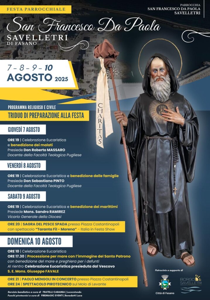 Presentato a Savelletri il calendario dei festeggiamenti in onore di San Francesco da Paola - Osservatorio Fasano Presentato a Savelletri il calendario dei festeggiamenti in onore di San Francesco da Paola - Osservatorio Fasano