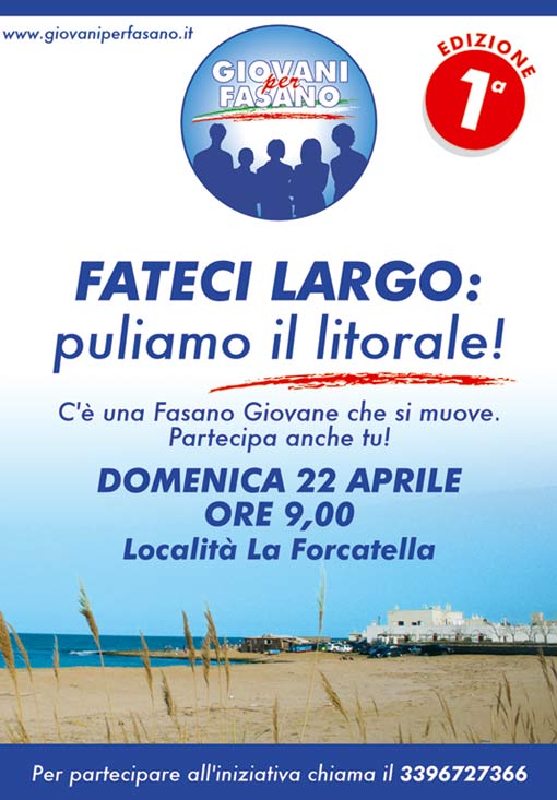 Fateci largo: puliamo il litorale Fateci largo: puliamo il litorale - Osservatorio Fasano