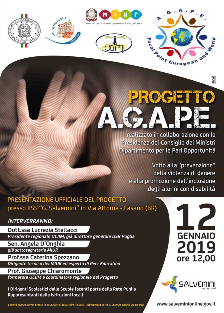 Al Salvemini si presenta il Progetto A.G.A.P.E. Al Salvemini si presenta il Progetto A.G.A.P.E. - Osservatorio Fasano