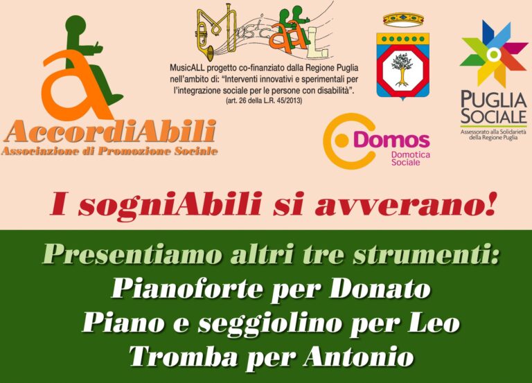 AccordiAbili di Fasano fa avverare altri sogni: si presentano tre nuovi strumenti adattati - Osservatorio Fasano