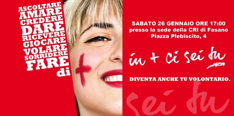 Corso di formazione per diventare Volontari della Croce Rossa Italiana Corso di formazione per diventare Volontari della Croce Rossa Italiana - Osservatorio Fasano
