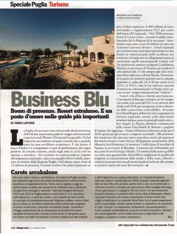 Fasano città turistica finisce sul settimanale ‘L’Espresso’ Fasano città turistica finisce sul settimanale 'L'Espresso' - Osservatorio Fasano