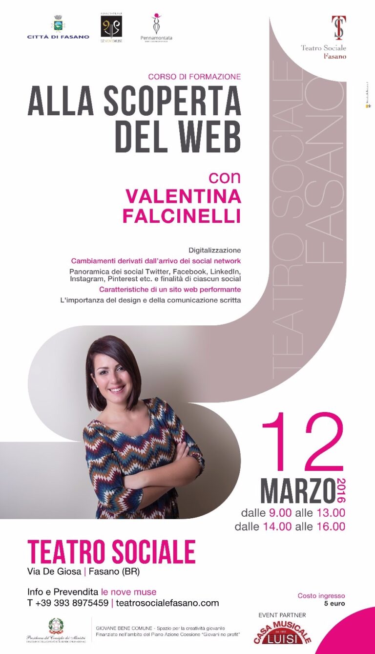 Corso di formazione sul web al Teatro Sociale di Fasano Corso di formazione sul web al Teatro Sociale di Fasano - Osservatorio Fasano