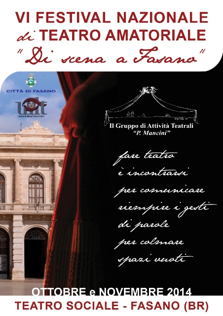 Torna il ‘Festival Nazionale di Teatro Amatoriale di Scena a Fasano’: pubblicato il bando della VI edizione Torna il 'Festival Nazionale di Teatro Amatoriale di Scena a Fasano': pubblicato il bando della VI edizione - Osservatorio Fasano