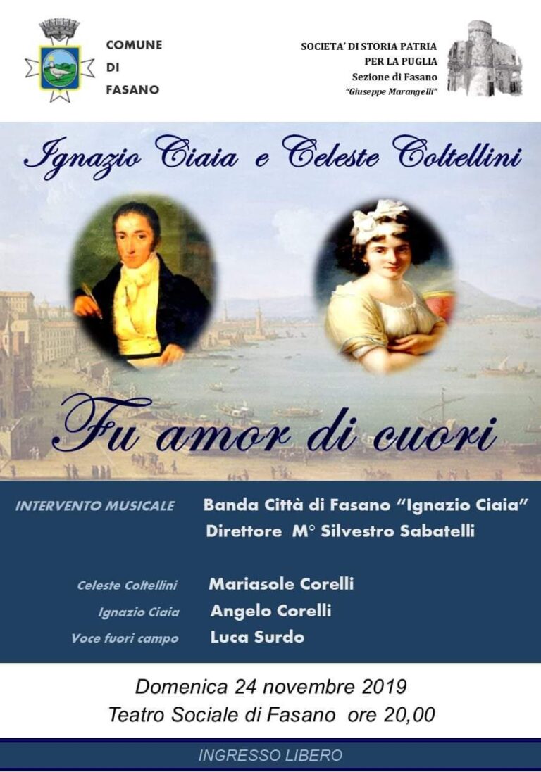 'Fu amor di cuori', in scena per la Società di Storia Patria - Osservatorio Fasano