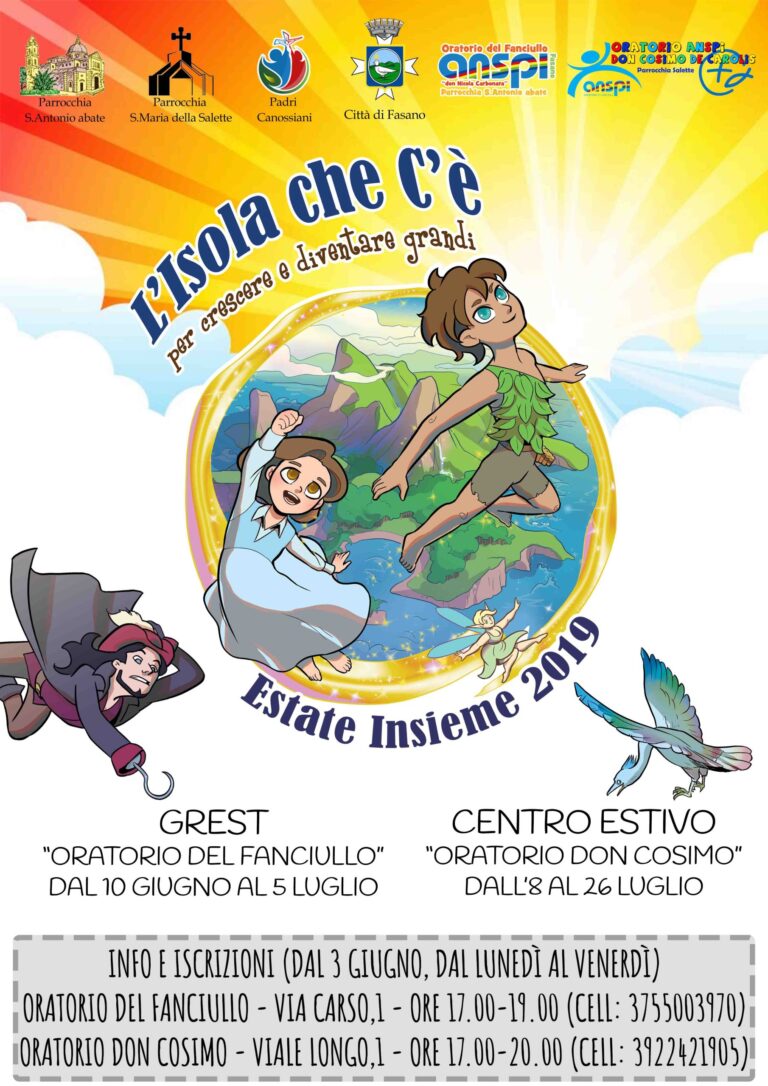 L’isola che c’è: l’avventura estiva per crescere tra sogno e fantasia negli Oratori fasanesi L'isola che c'è: l'avventura estiva per crescere tra sogno e fantasia negli Oratori fasanesi - Osservatorio Fasano