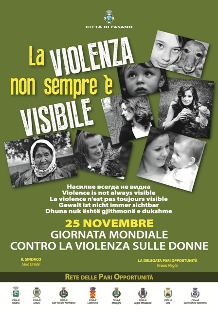 Giornata mondiale contro la violenza sulle donne: sensibilizzazione anche a Fasano Giornata mondiale contro la violenza sulle donne: sensibilizzazione anche a Fasano - Osservatorio Fasano
