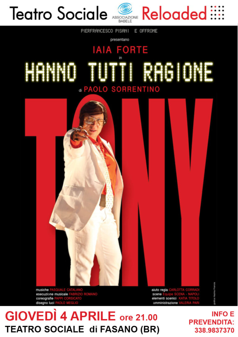 ‘Hanno tutti ragione’: Iaia Forte al Teatro Sociale 'Hanno tutti ragione': Iaia Forte al Teatro Sociale - Osservatorio Fasano