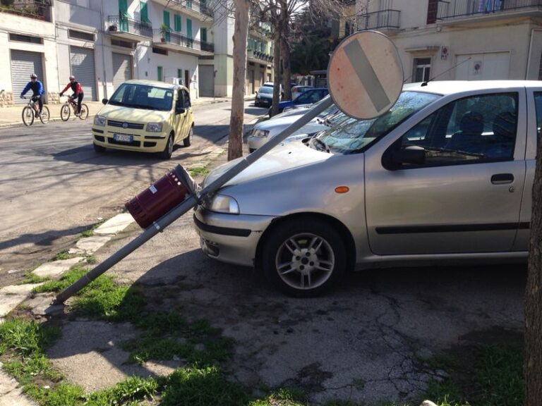 Cade un palo di segnaletica pubblica e infrange il vetro anteriore di una macchina LE FOTO Cade un palo di segnaletica pubblica e infrange il vetro anteriore di una macchina LE FOTO - Osservatorio Fasano
