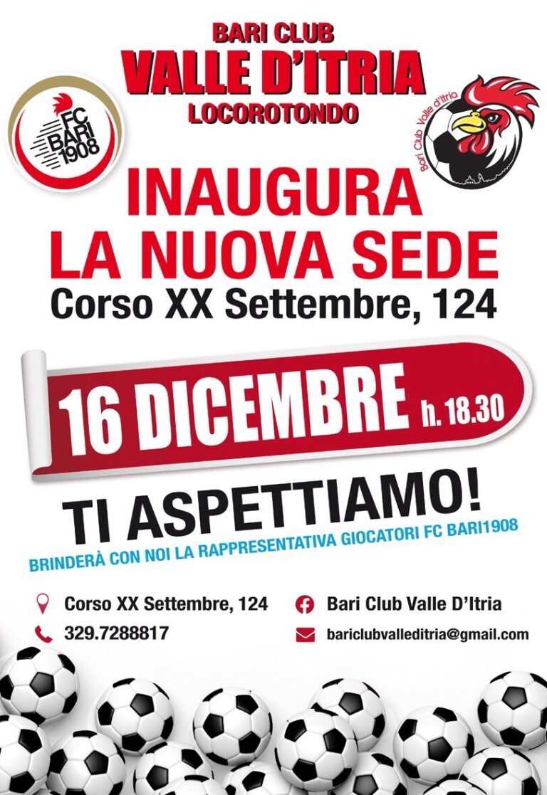 A Locorotondo nuova sede per il Bari Club ‘Valle d’Itria’ A Locorotondo nuova sede per il Bari Club 'Valle d'Itria' - Osservatorio Fasano