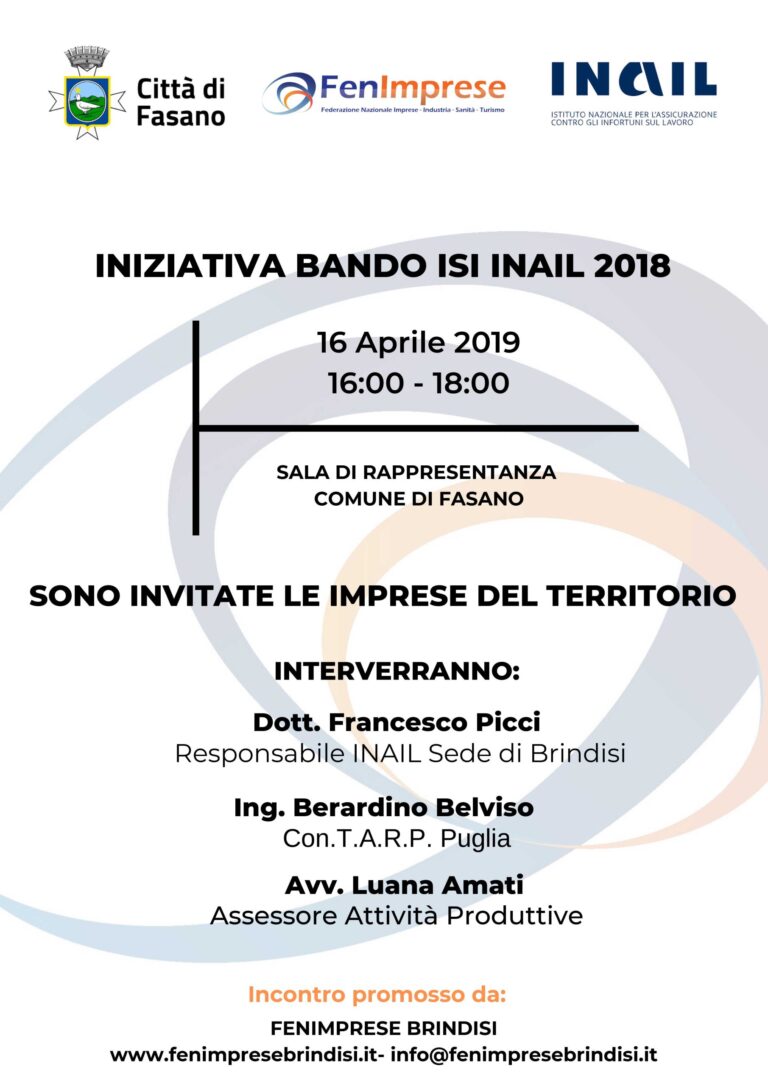 Presentazione ‘Bando pubblico ISI 2018’ Presentazione 'Bando pubblico ISI 2018' - Osservatorio Fasano