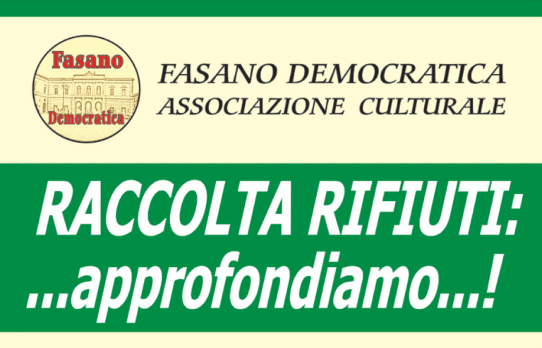 Il gruppo Fasano Democratica discute sulla raccolta rifiuti Il gruppo Fasano Democratica discute sulla raccolta rifiuti - Osservatorio Fasano