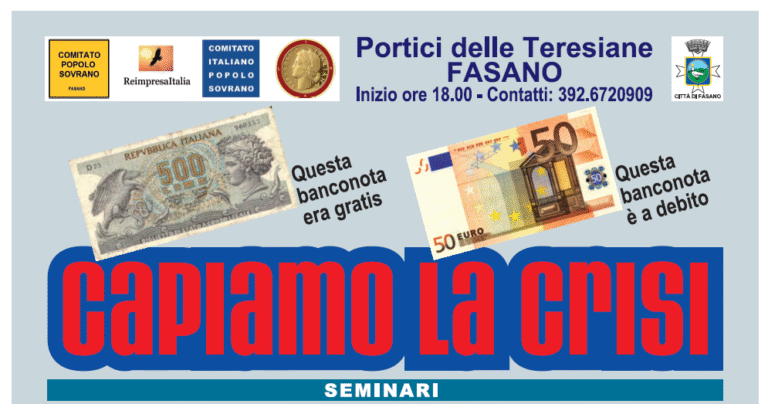 A Fasano alcuni incontri pubblici per discutere sulla crisi A Fasano alcuni incontri pubblici per discutere sulla crisi - Osservatorio Fasano