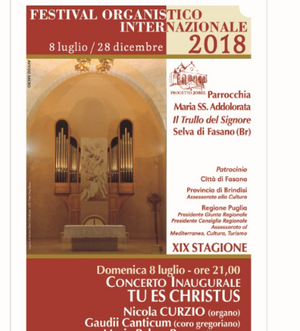 Al via la XIX edizione del Festival Organistico Internazionale a Selva di Fasano Al via la XIX edizione del Festival Organistico Internazionale a Selva di Fasano - Osservatorio Fasano