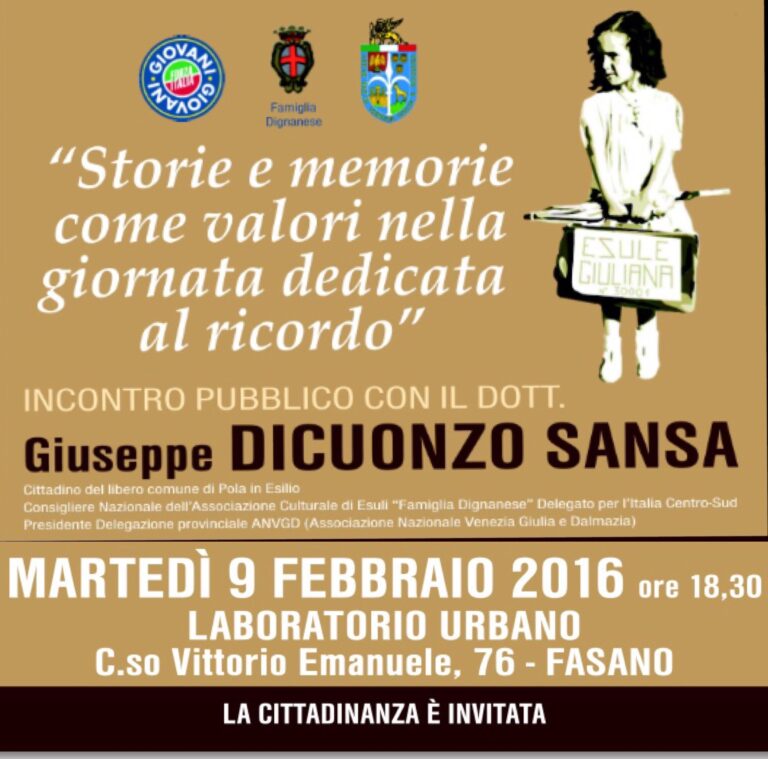 Il massacro delle Foibe in un incontro al Laboratorio Urbano di Fasano - Osservatorio Fasano