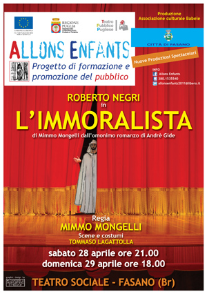 Spettacolo teatrale ‘L’immoralista’ Spettacolo teatrale 'L'immoralista' - Osservatorio Fasano