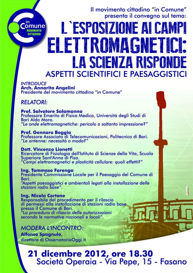 “L’esposizione ai campi elettromagnetici: la scienza risponde - Osservatorio Fasano