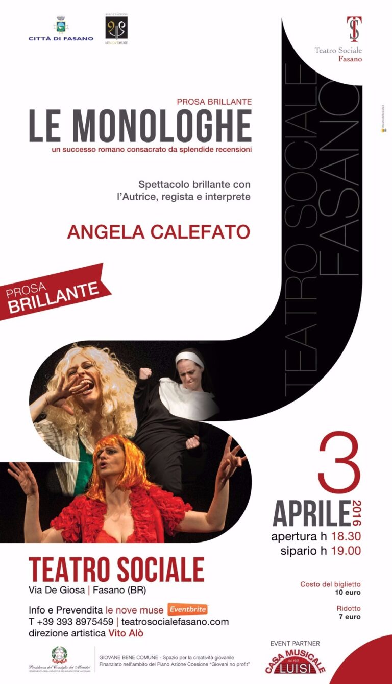 'Le monologhe' al Teatro Sociale di Fasano - Osservatorio Fasano