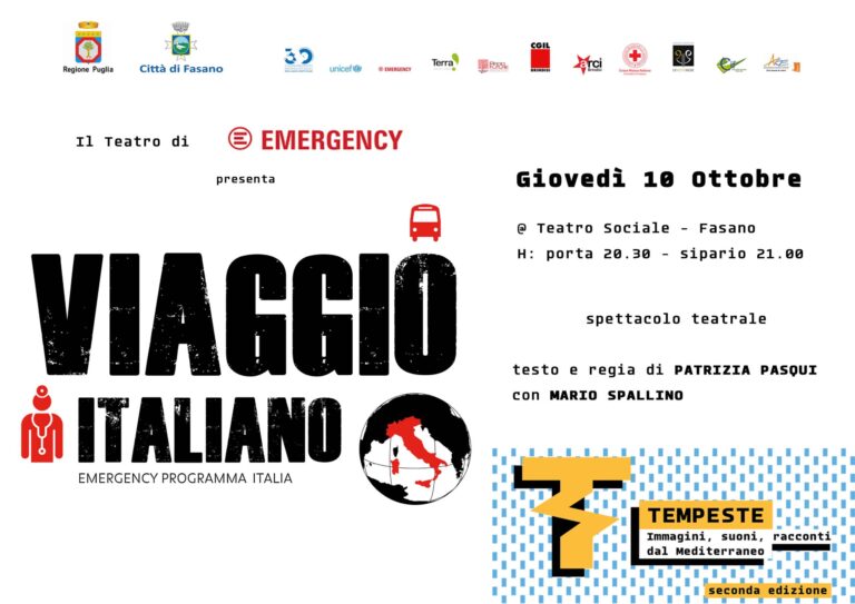 'Viaggio Italiano': Il Teatro di Emergency al Festival 'Tempeste' - Osservatorio Fasano