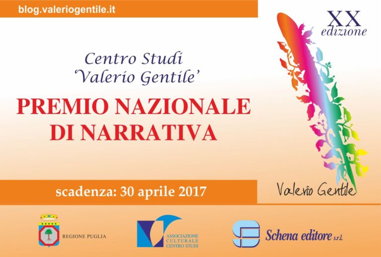 Al via la XX edizione del Premio Nazionale di Narrativa ‘Valerio Gentile’ Al via la XX edizione del Premio Nazionale di Narrativa 'Valerio Gentile' - Osservatorio Fasano