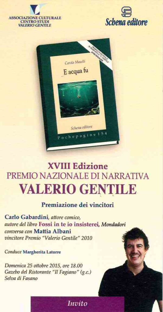 Alla monopolitana Carola Maselli il premio di narrativa 'Valerio Gentile' - Osservatorio Fasano