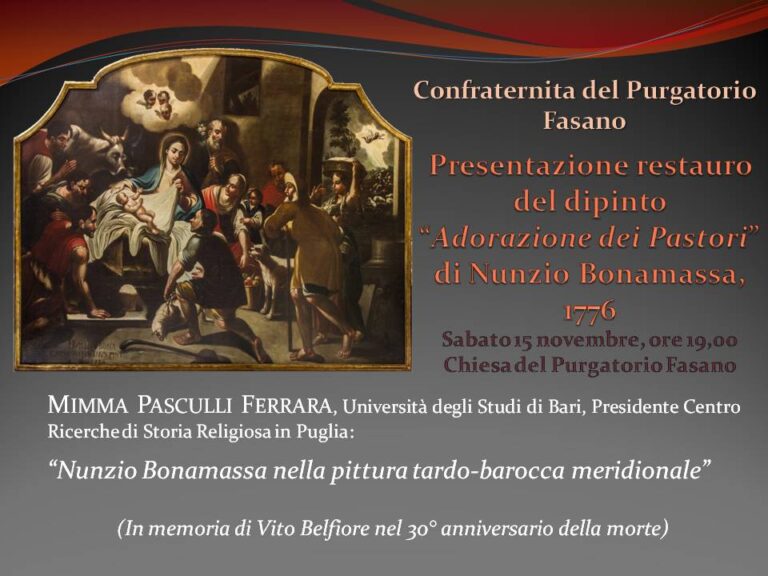 A Fasano si presenta il restauro del dipinto 'Adorazione dei Pastori' - Osservatorio Fasano