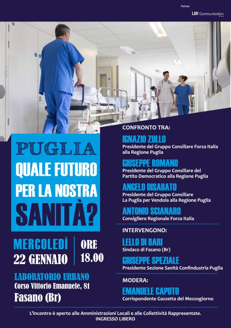 La sanità pugliese analizzata dalla politica in un incontro al Laboratorio Urbano di Fasano - Osservatorio Fasano
