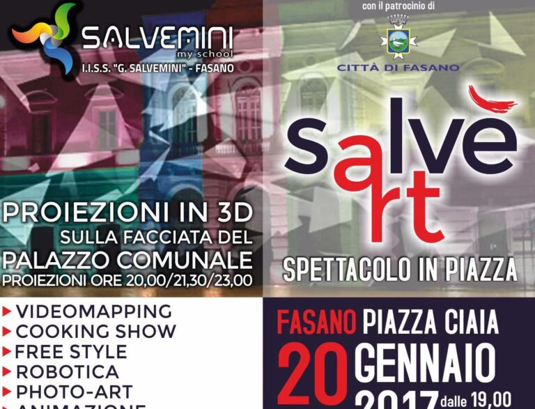 ‘Salvè Art’: videomapping del ‘Salvemini’ di Fasano in piazza Ciaia 'Salvè Art': videomapping del 'Salvemini' di Fasano in piazza Ciaia - Osservatorio Fasano